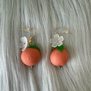 Ritzeerebel Handmade Clay Orange Fruit & Flower Earrings